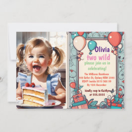 Convite Dois Animais Safari Selvagens segundos aniversário