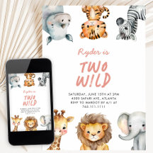 Dois Animais Selvagens de Safari Aniversário de 2