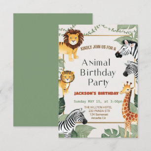 Convite Dois Animais Selvagens Safari Aniversário