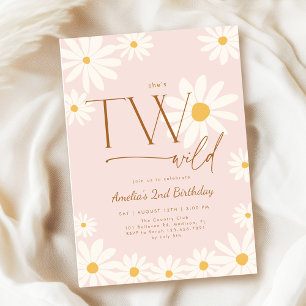 Convite DOIS Aniversário de 2 anos Floral Daisy Selvagem
