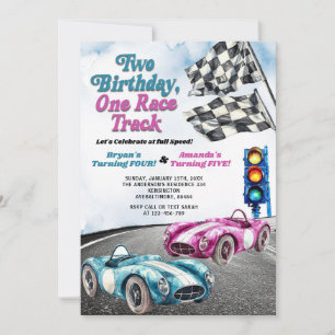 Convite Dois Aniversário Um Carro Race Race Race Aniversár