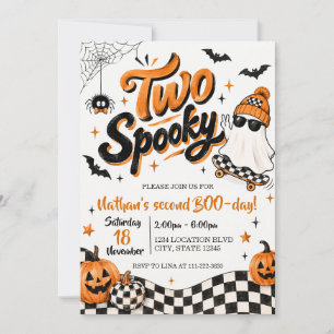 Convite Dois Aniversários de Halloween de Fantasmas Assust