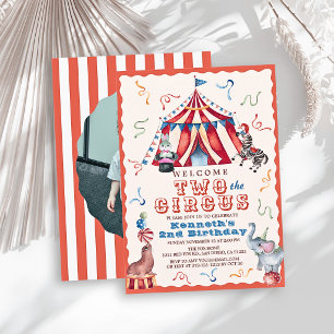 Convite Dois ao Circo Carnaval Tenda Foto 2º Aniversário