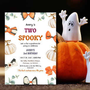 Convite Dois Arco de Abóbora de Aniversário de Halloween A