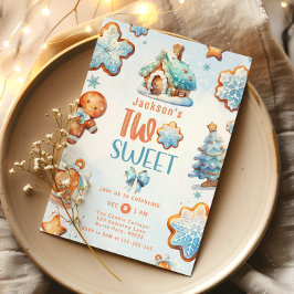Convite Dois biscoitos de Natal doce segundo aniversário