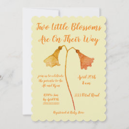 Convite Dois Blossomas Laranja Flor Chá de fraldas