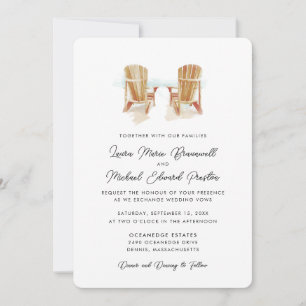Convite Dois Cadeiras Adirondack de Aquarela Casamento