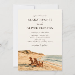 Convite Dois Cadeiras de Praia Golden Hour Aquarela Casame