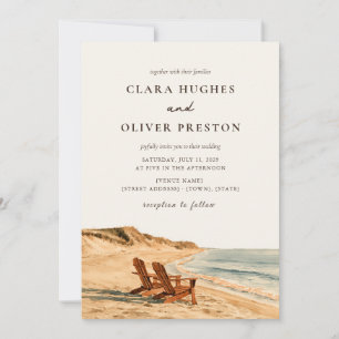 Convite Dois Cadeiras de Praia Golden Hour Aquarela Casame