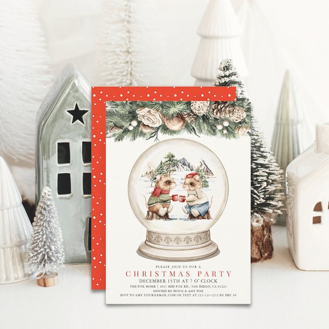 Convite Dois Camundongos Saúde Festa de Natal no Globo de  (Criador carregado)
