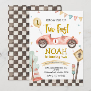 Convite Dois Carro-Circulante De Aniversário Do Segundo R