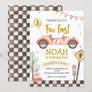Convite Dois Carro-Circulante De Aniversário Do Segundo R
