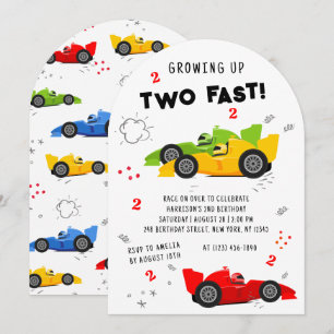 Convite Dois Carros de Corrida Coloridos e Rápidos 2º Aniv