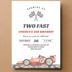 Convite Dois Carros de Corrida Rápidos Vintage Aniversário
