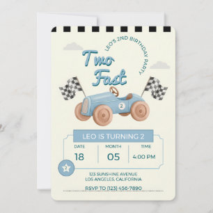 Convite Dois Carros de Corrida Velozes Menino 2º Aniversár