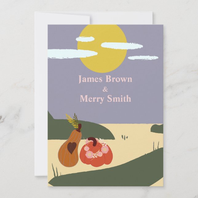 Convite Dois Casamento do Sol da Praia Pumpkins (Frente)