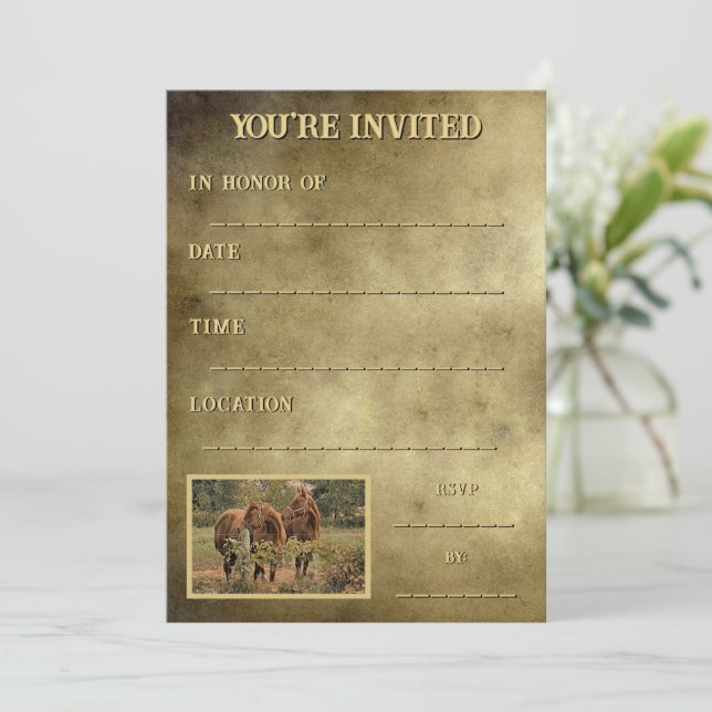 Convite Dois Cavalos para aquele campo ou Fazenda (Em pé/Frente)