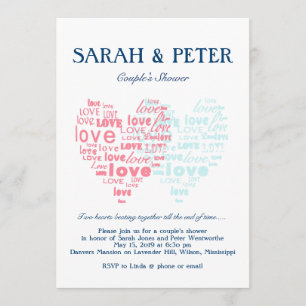 Convite Dois corações batendo juntos/Casais doces Chá