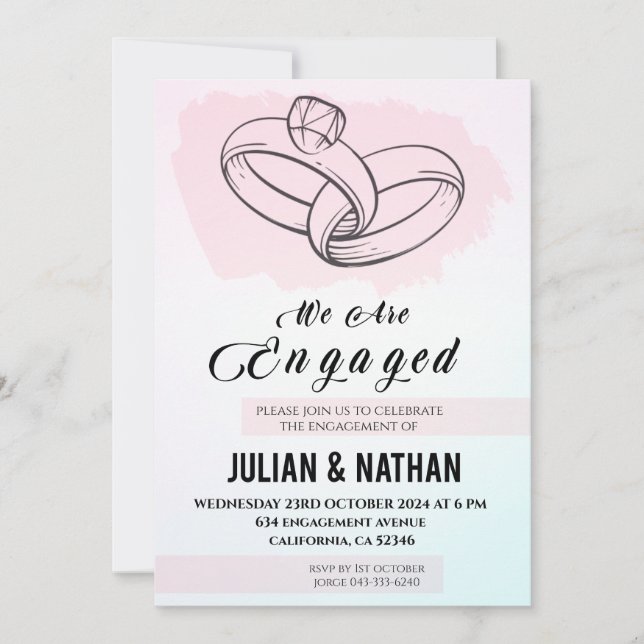 Convite Dois Corações, Dois Anéis Envolvem Uma Promessa pa (Frente)