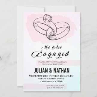 Convite Dois Corações, Dois Anéis Envolvem Uma Promessa pa