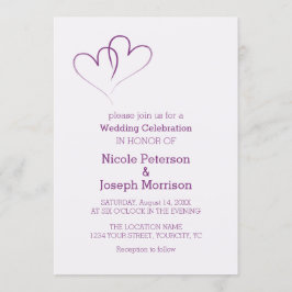 Convite Dois corações roxos entrelaçados