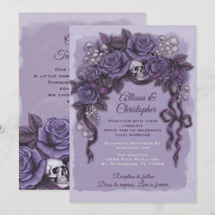 Convite Dois Corações Um Amor, Casamento Purple Gothic