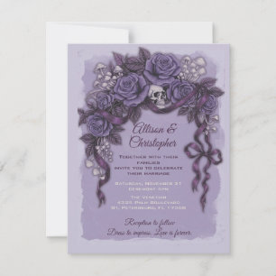 Convite Dois Corações Um Amor, Casamento Roxo Gótico