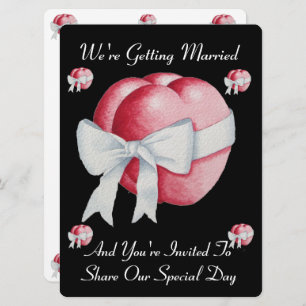 Convite dois corações vermelhos com o casamento romântico 