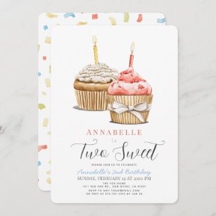 Convite Dois Cupcakes segundos aniversários
