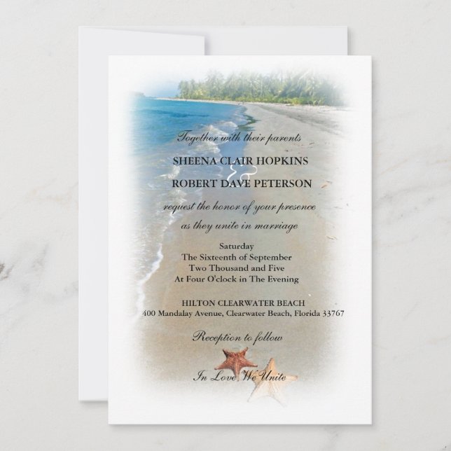 Convite Dois de nós| Casamento de Starfish Ocean Love (Frente)
