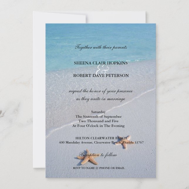 Convite Dois de nós| Casamento de Starfish Ocean Love (Frente)
