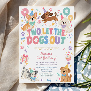 Convite Dois Deixe os Cães Sair Festa de Aniversário de 2