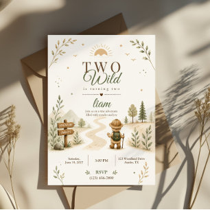 Convite Dois Design de Aniversário de Explorador Boho Selv