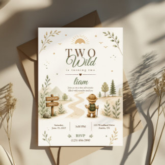 Convite Dois Design de Aniversário de Explorador Boho Selv