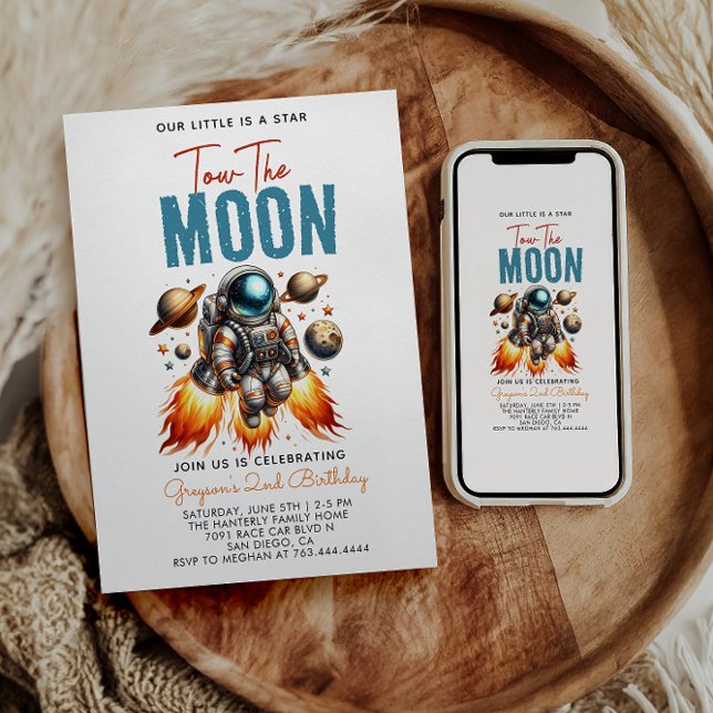 Convite Dois do espaço do segundo aniversário da Lua (Criador carregado)