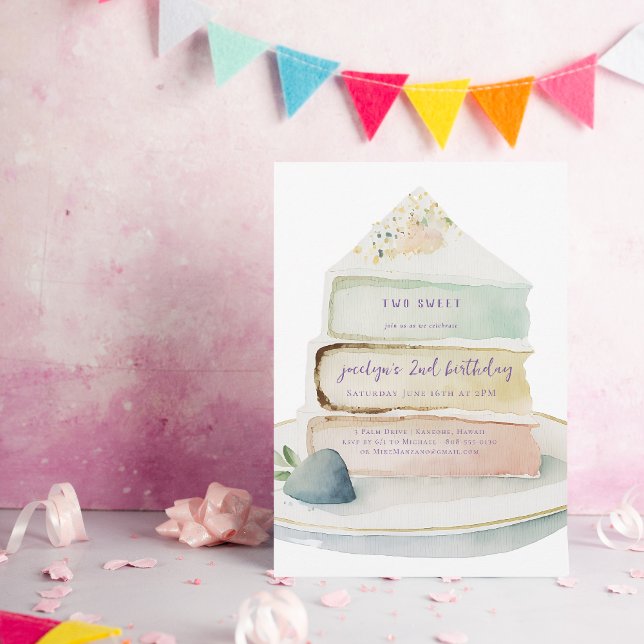 Convite Dois Doce | Rainbow Layer Cake Kid Birday (Criador carregado)