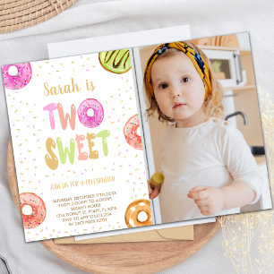 Convite Dois Doce Rosquinha Fotográfica de Aniversário