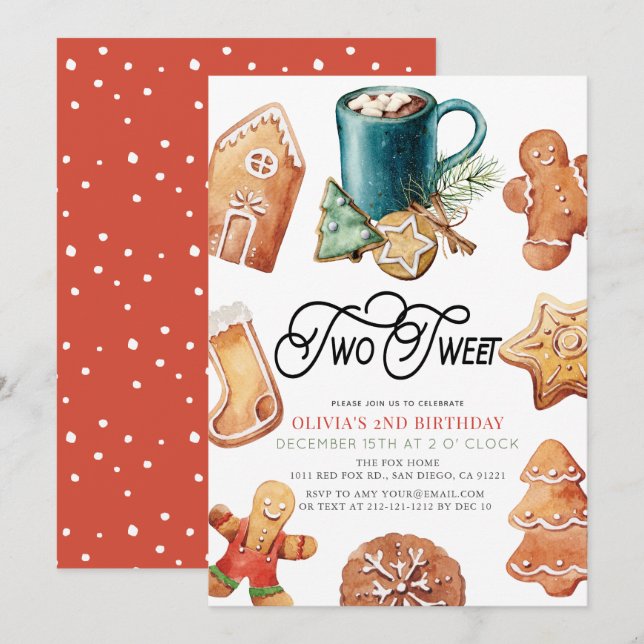 Convite Dois Doces Biscoitos de Natal & Cacau Aniversário  (Frente/Verso)