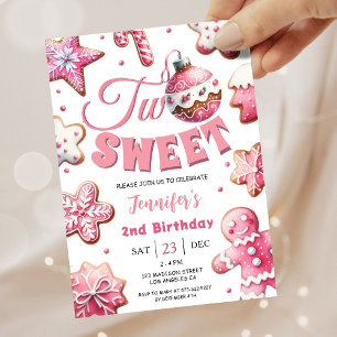 Convite Dois Doces Menina Biscoito Rosa Natal Aniversário