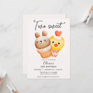Convite Dois doces sorvetes no segundo aniversário