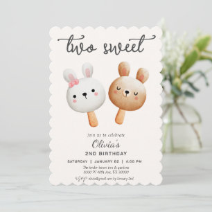 Convite Dois doces sorvetes no segundo aniversário