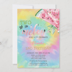 Convite Dois Em Um Melão Melancias Tye Dye 2º Aniversário