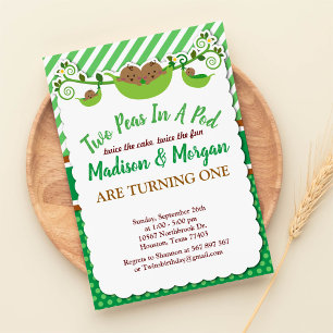 Convite Dois Ervilhas Em Um Aniversário Do Pod Gêmeos
