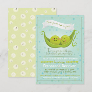 Convite Dois Ervilhas num Chá de fraldas de Gêmeos Pod