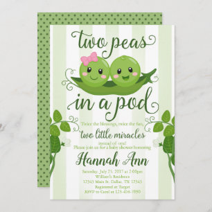 Convite Dois Ervilhas num Chá de fraldas de Pod Pea Doce