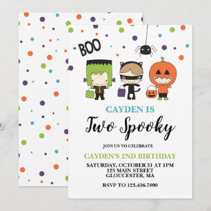 Convite Dois Espantosos Aniversariantes de Halloween