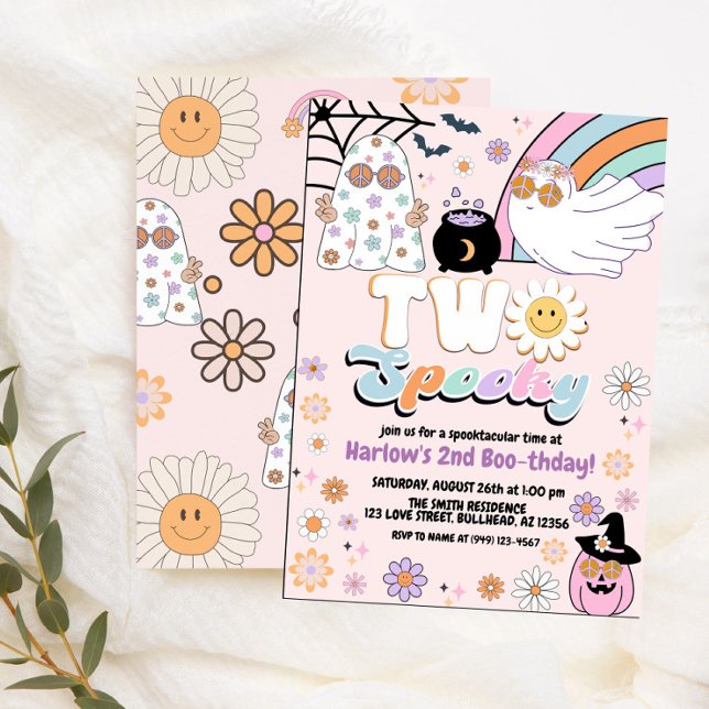 Convite Dois Fantasma Fantasma Fantasma Hippie Halloween A (Criador carregado)