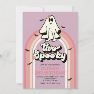 Convite Dois Fantasmagóricos Aniversário de Halloween Retr