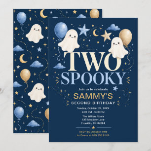 Convite Dois Fantasmas Azuis Assustadores no Aniversário d