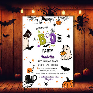 Convite Dois Fantasmas de Aniversário de Halloween Caprich